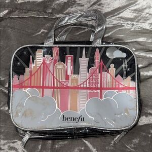 Benefit Black and Pink Cosmetic Bag with inside hanger